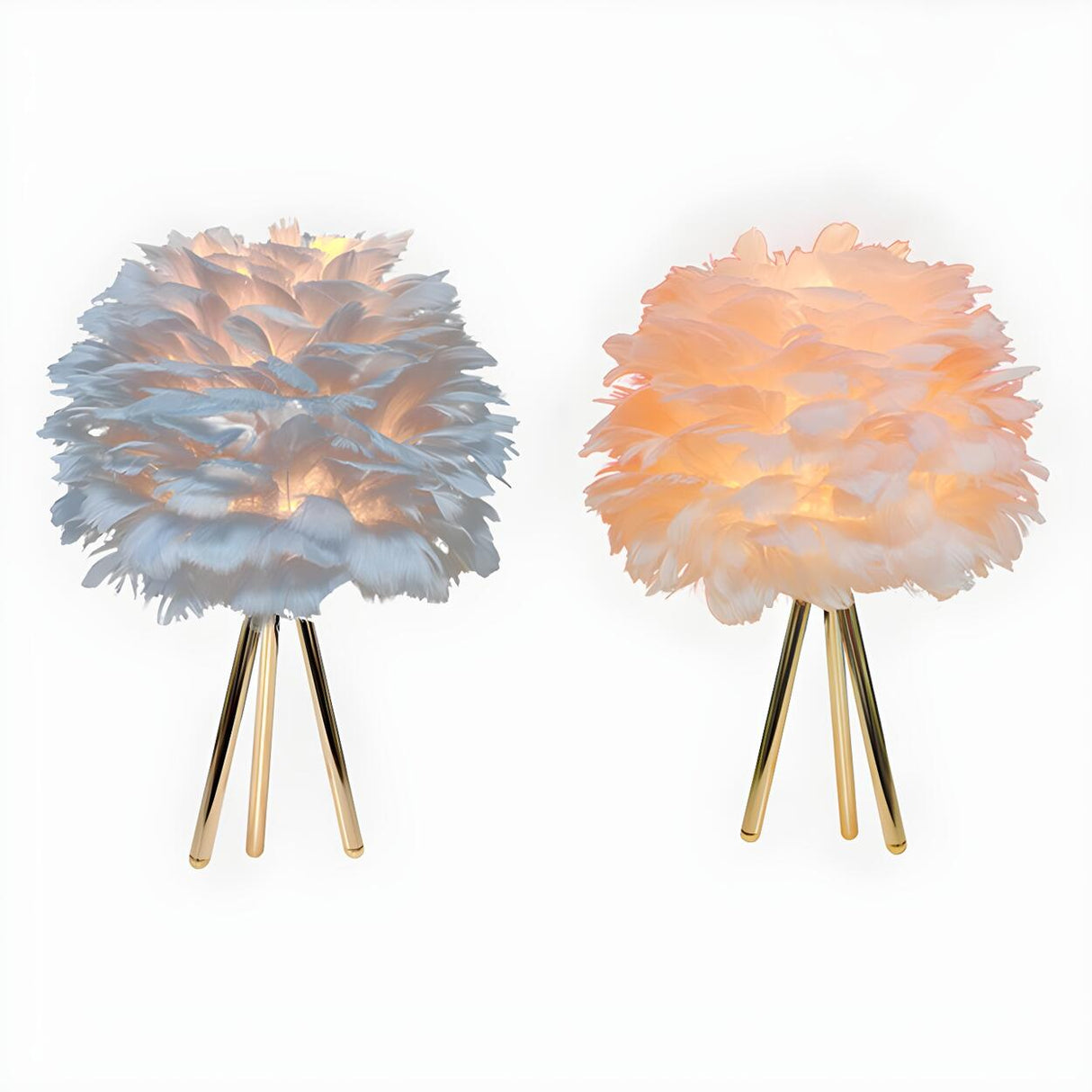 Romantic Feather Shade Creative Tripod Base Table Lamp Image - 10