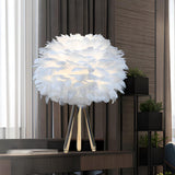 Romantic Feather Shade Creative Tripod Base Table Lamp Image - 16