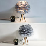 Romantic Feather Shade Creative Tripod Base Table Lamp Image - 19