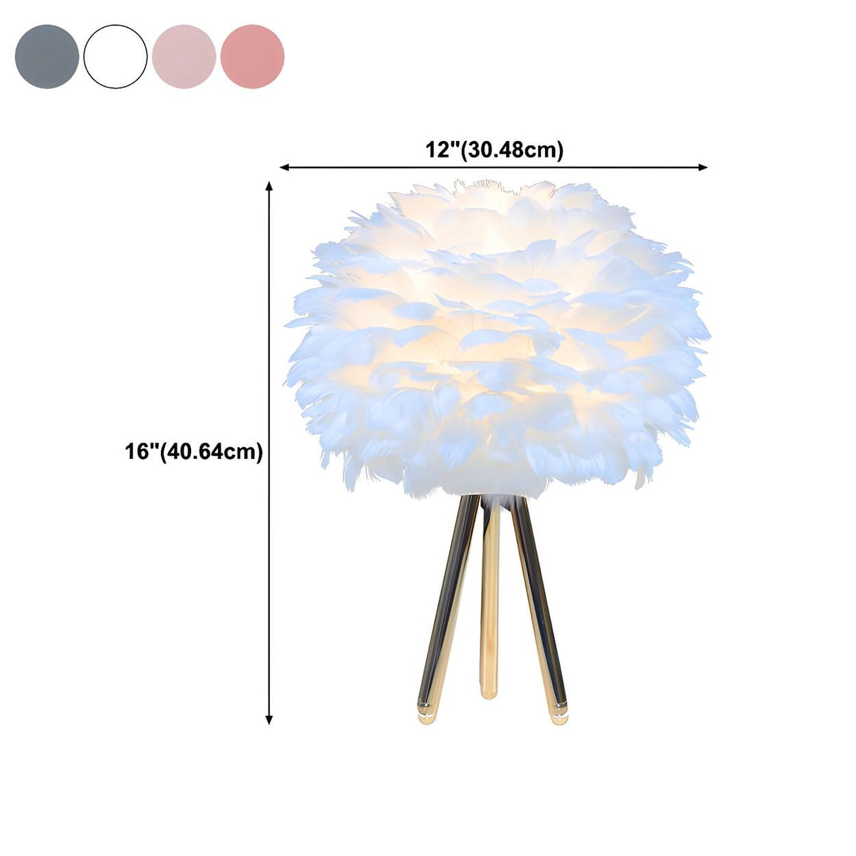 Romantic Feather Shade Creative Tripod Base Table Lamp 