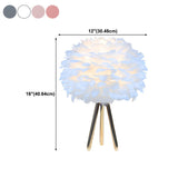 Romantic Feather Shade Creative Tripod Base Table Lamp #size