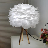 Romantic Feather Shade Creative Tripod Base Table Lamp Image - 3