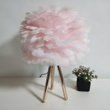 Romantic Feather Shade Creative Tripod Base Table Lamp Image - 5