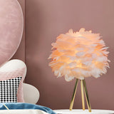 Romantic Feather Shade Creative Tripod Base Table Lamp Image - 6