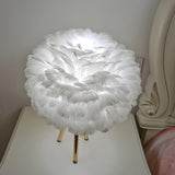 Romantic Feather Shade Creative Tripod Base Table Lamp Image - 8