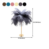 Romantic Feather Shade Metal Base Bedside Table Lamp #size