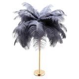 Romantic Feather Shade Metal Base Bedside Table Lamp Image - 5