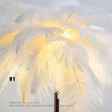 Romantic Feather Shade Metal Base Bedside Table Lamp Image - 6