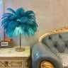 Romantic Feather Shade Metal Base Bedside Table Lamp Image - 9