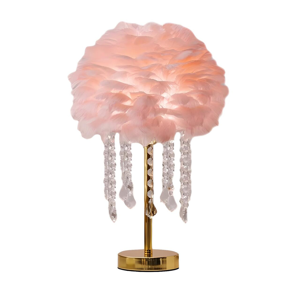 Romantic Feather Tassel Gold Metal Bedside Table Lamp Image - 6