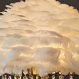 Romantic Feather Tassel Gold Metal Bedside Table Lamp Image - 9