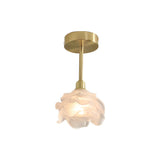 Romantic Floral White Glass Semi-Flush Mount Light Image - 5