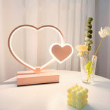 Romantic Heart Shape Modern Metal Bedroom Table Lamp Image - 1