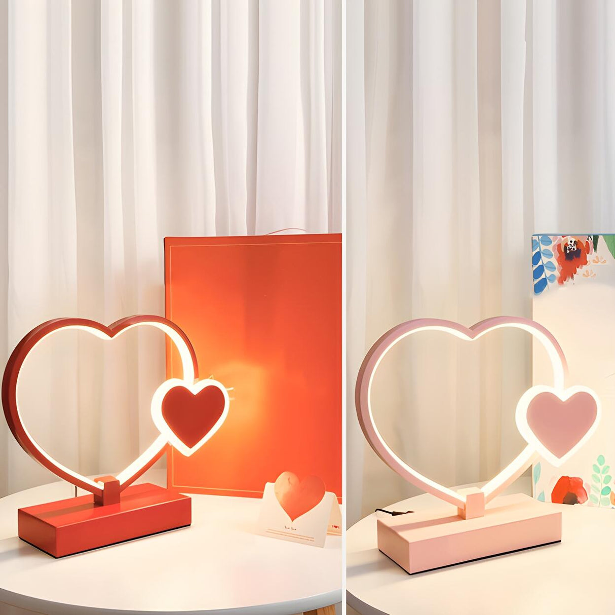 Romantic Heart Shape Modern Metal Bedroom Table Lamp Image - 16