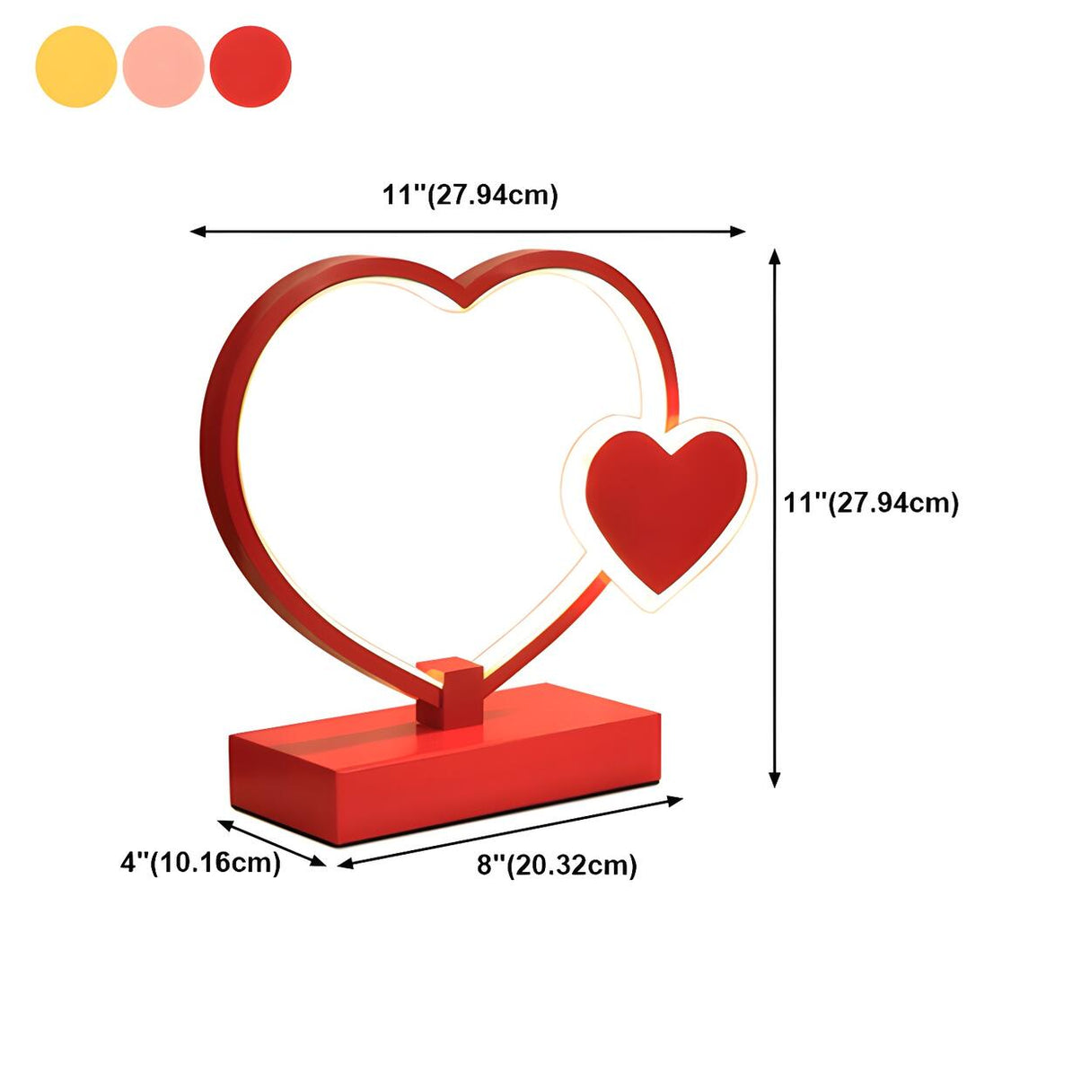 Romantic Heart Shape Modern Metal Bedroom Table Lamp 