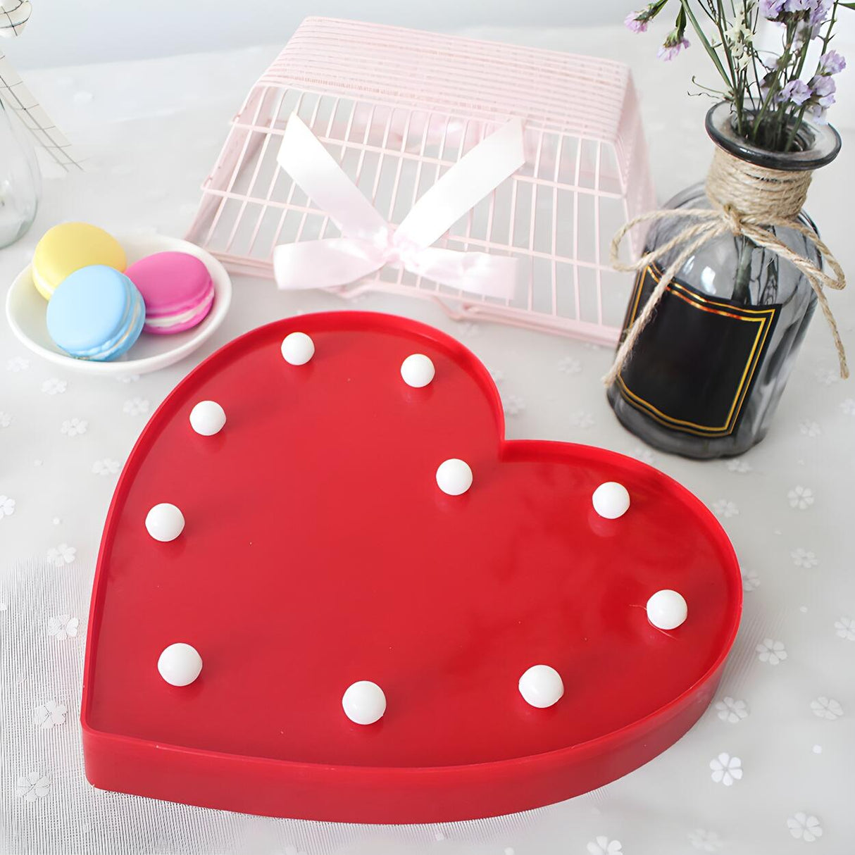 Romantic Heart-Shaped Remote Bedroom Night Light Image - 3