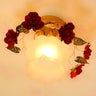 Romantic Mini Red Rose Glass Semi-Flush Mount Light Image - 1