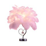 Romantic Palm Tree Feather LED Bedroom Decor Table Lamp Image - 7