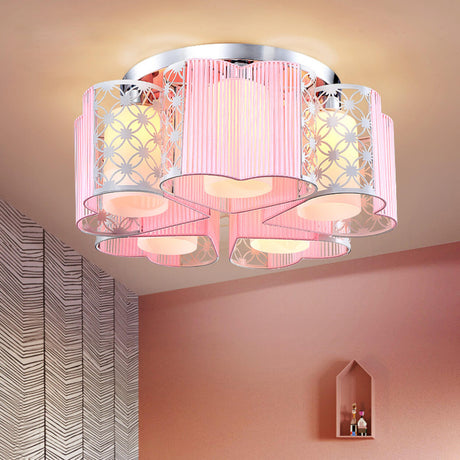 Romantic Pink Loving Heart Semi-Flush Mount Light Image - 1