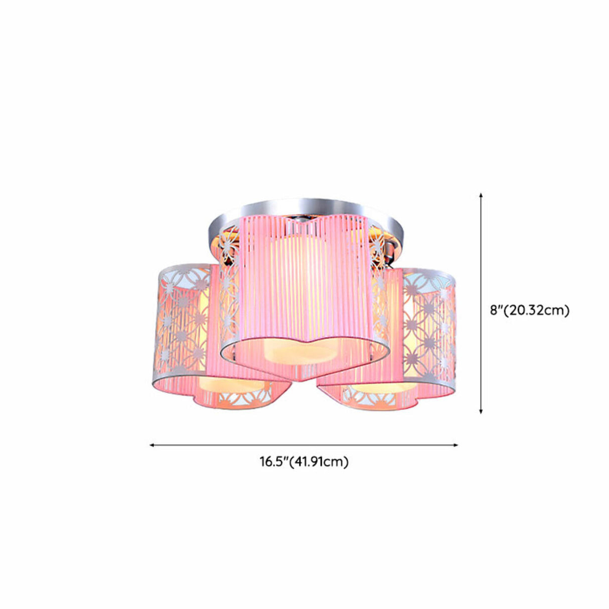 Romantic Pink Loving Heart Semi-Flush Mount Light 