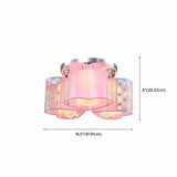 Romantic Pink Loving Heart Semi-Flush Mount Light #size