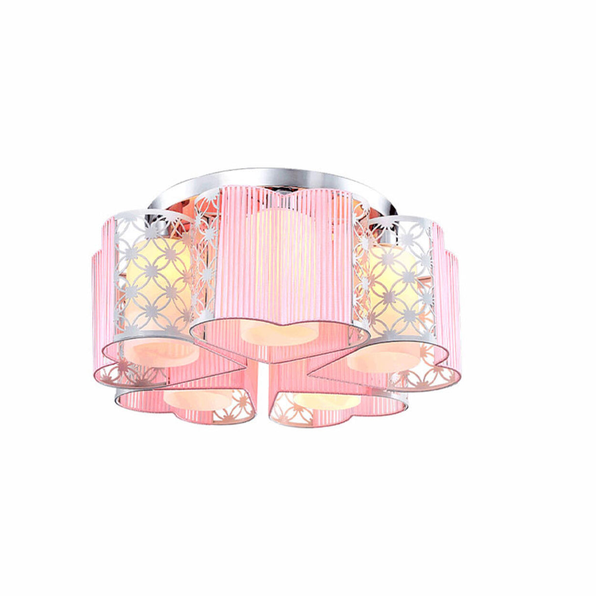 Romantic Pink Loving Heart Semi-Flush Mount Light Image - 5