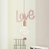 Romantic Pink Resin Love Letter Bedroom Pendant Light Image - 1