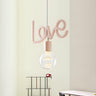 Romantic Pink Resin Love Letter Bedroom Pendant Light Image - 1