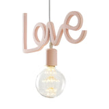 Romantic Pink Resin Love Letter Bedroom Pendant Light Image - 3