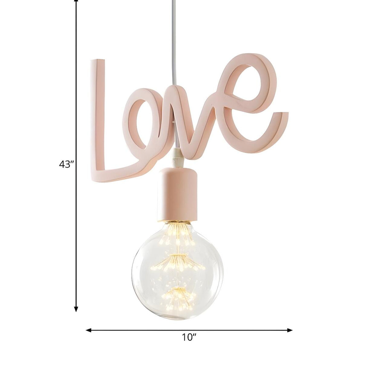 Romantic Pink Resin Love Letter Bedroom Pendant Light 