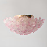 Romantic Purple Flower Glass Flush Mount Ceiling Light Image - 10