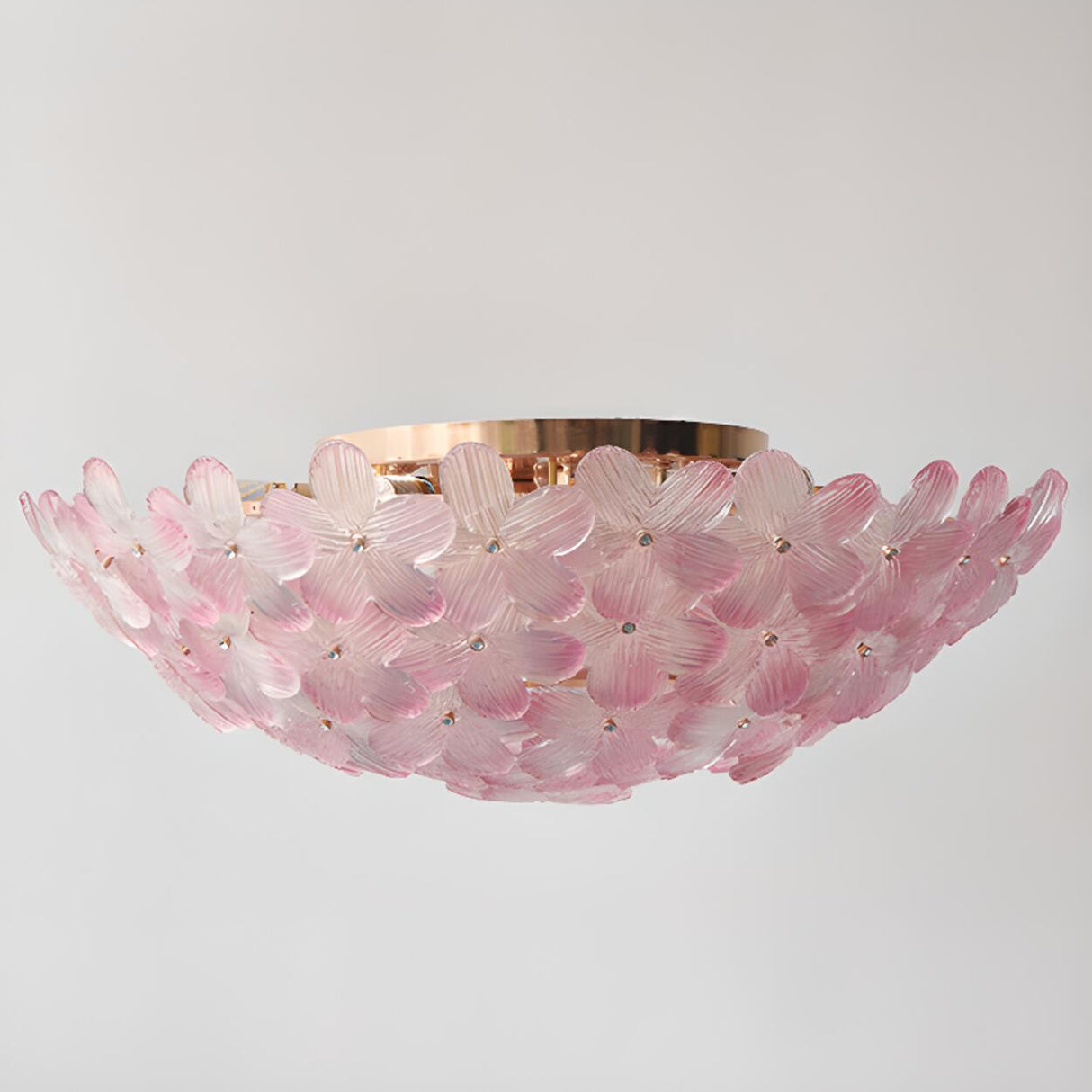 Romantic Purple Flower Glass Flush Mount Ceiling Light Image - 11