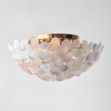 Romantic Purple Flower Glass Flush Mount Ceiling Light Image - 16