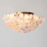 Romantic Purple Flower Glass Flush Mount Ceiling Light Image - 19