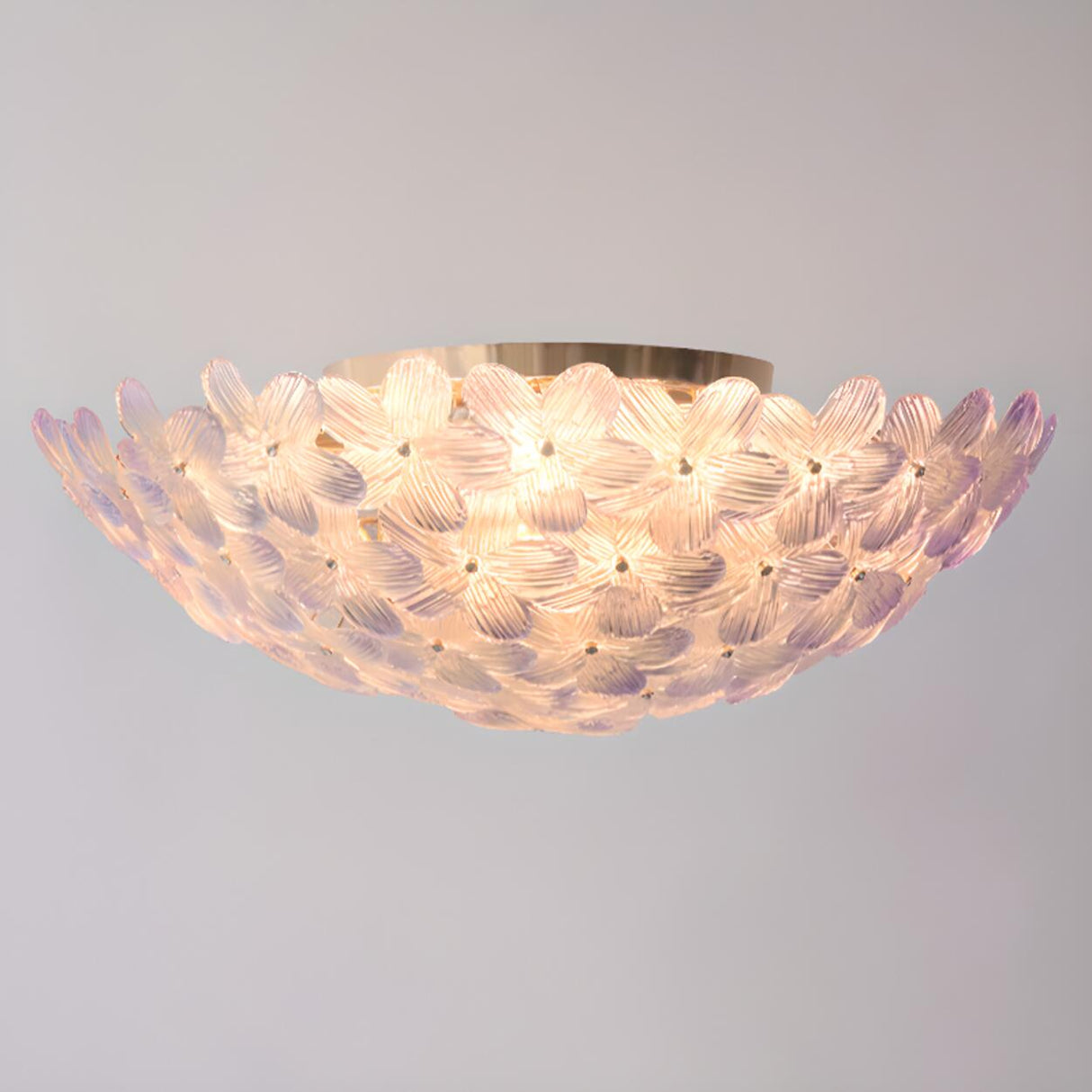 Romantic Purple Flower Glass Flush Mount Ceiling Light Image - 20