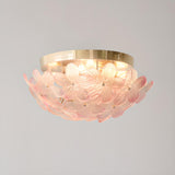 Romantic Purple Flower Glass Flush Mount Ceiling Light Image - 21