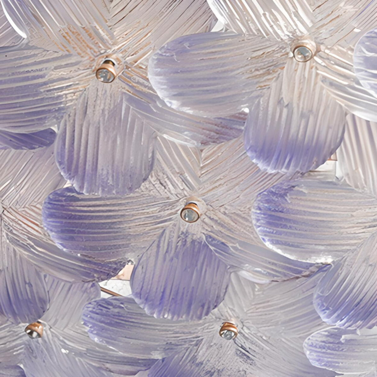 Romantic Purple Flower Glass Flush Mount Ceiling Light Image - 24