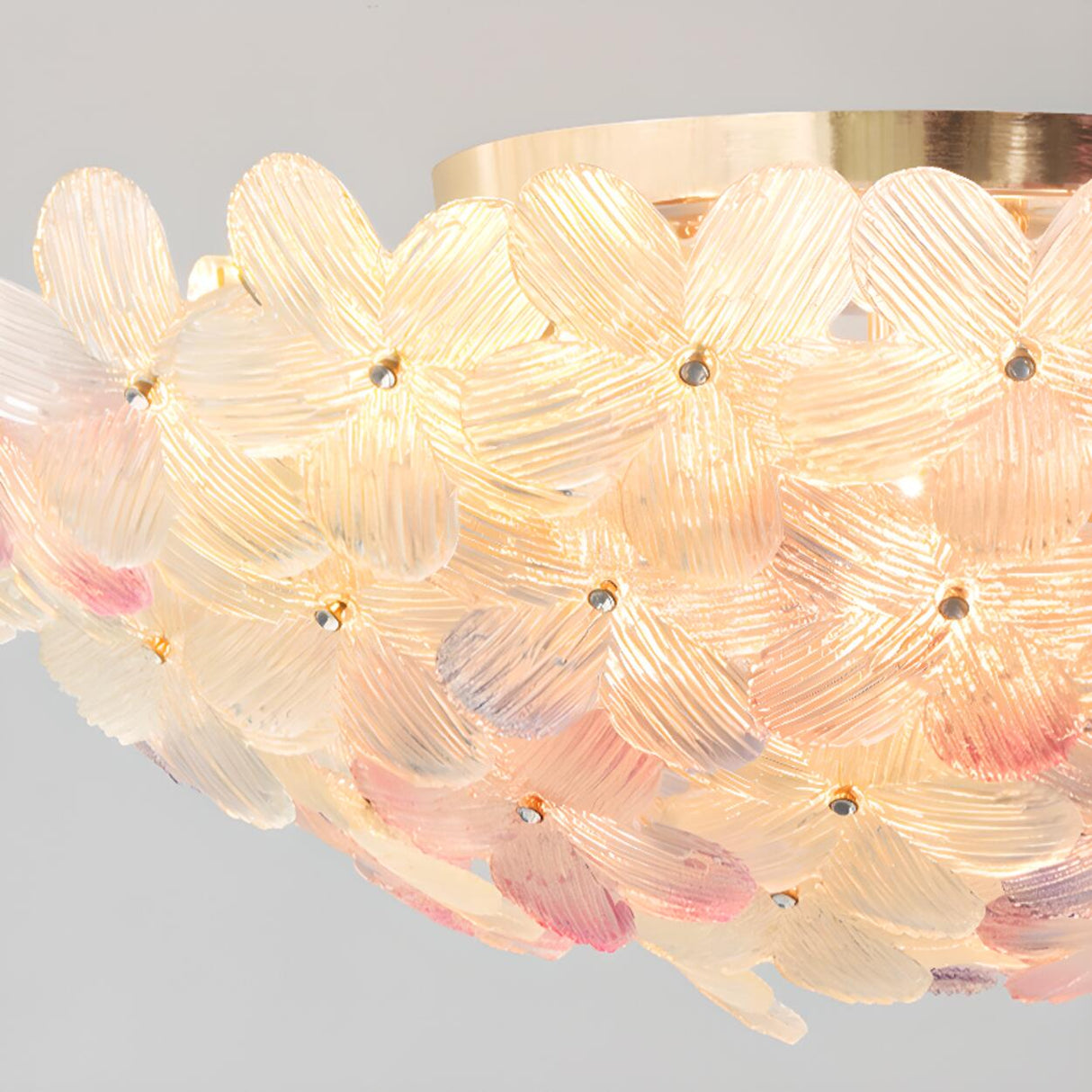 Romantic Purple Flower Glass Flush Mount Ceiling Light Image - 27