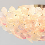 Romantic Purple Flower Glass Flush Mount Ceiling Light Image - 27