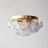 Romantic Purple Flower Glass Flush Mount Ceiling Light Image - 6