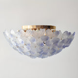 Romantic Purple Flower Glass Flush Mount Ceiling Light Image - 7