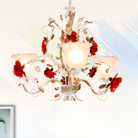 Romantic Red Rose Pendant Living Room Chandelier Image - 1