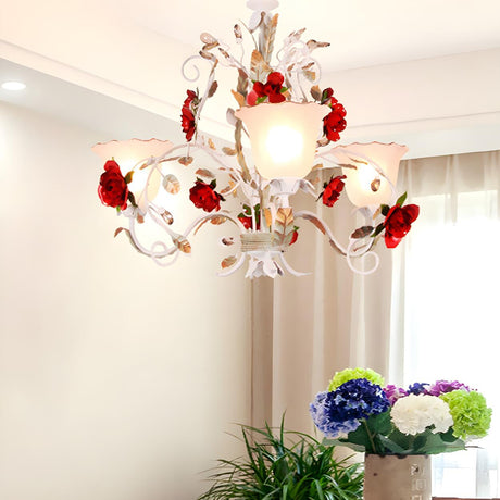 Romantic Red Rose Pendant Living Room Chandelier Image - 2