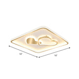 Romantic Square Loving Heart Gold LED Flush Mount Light #size