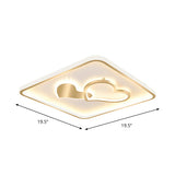 Romantic Square Loving Heart Gold LED Flush Mount Light Image - 5