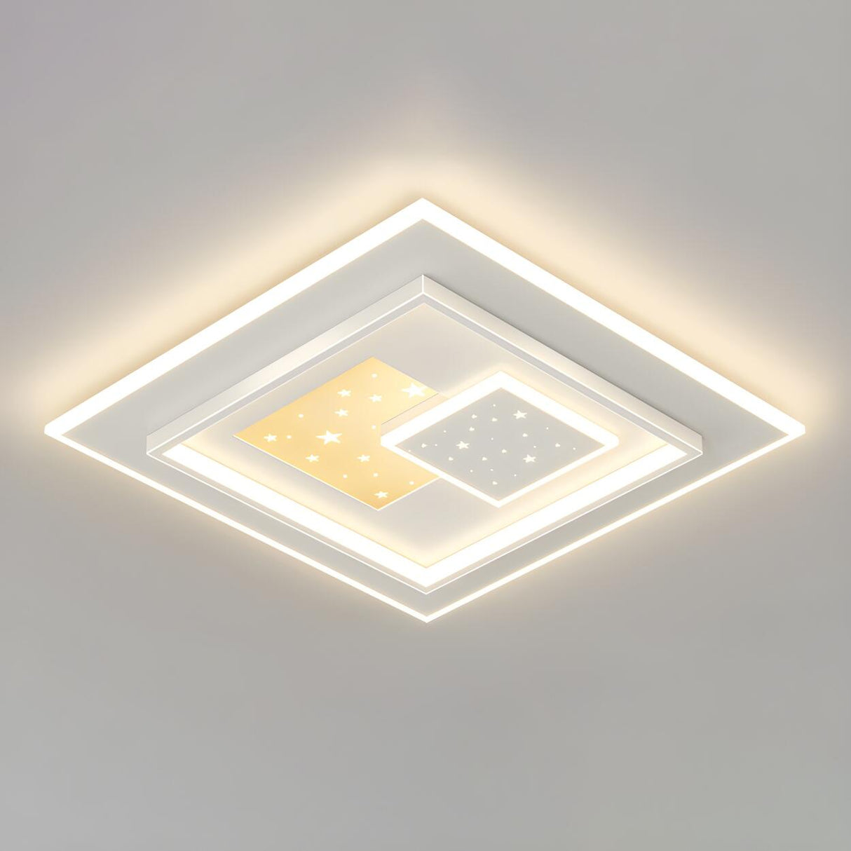 Romantic Starry Rectangle LED Flush Mount Ceiling Light Image - 10