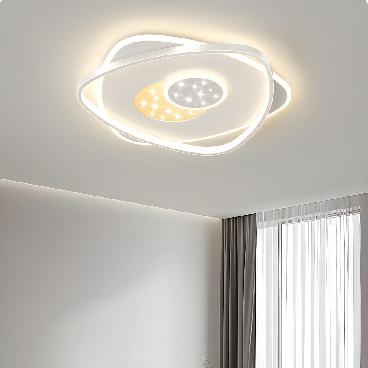 Romantic Starry Rectangle LED Flush Mount Ceiling Light Image - 2