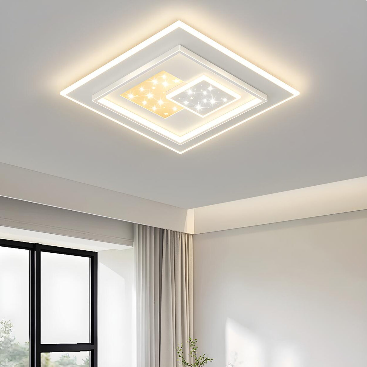 Romantic Starry Rectangle LED Flush Mount Ceiling Light Image - 3