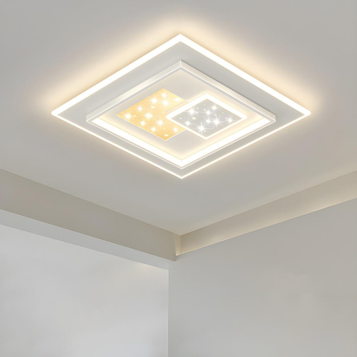 Romantic Starry Rectangle LED Flush Mount Ceiling Light Image - 6