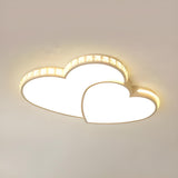 Romantic Two Loving Heart Crystal LED Flush Mount Light Image - 2